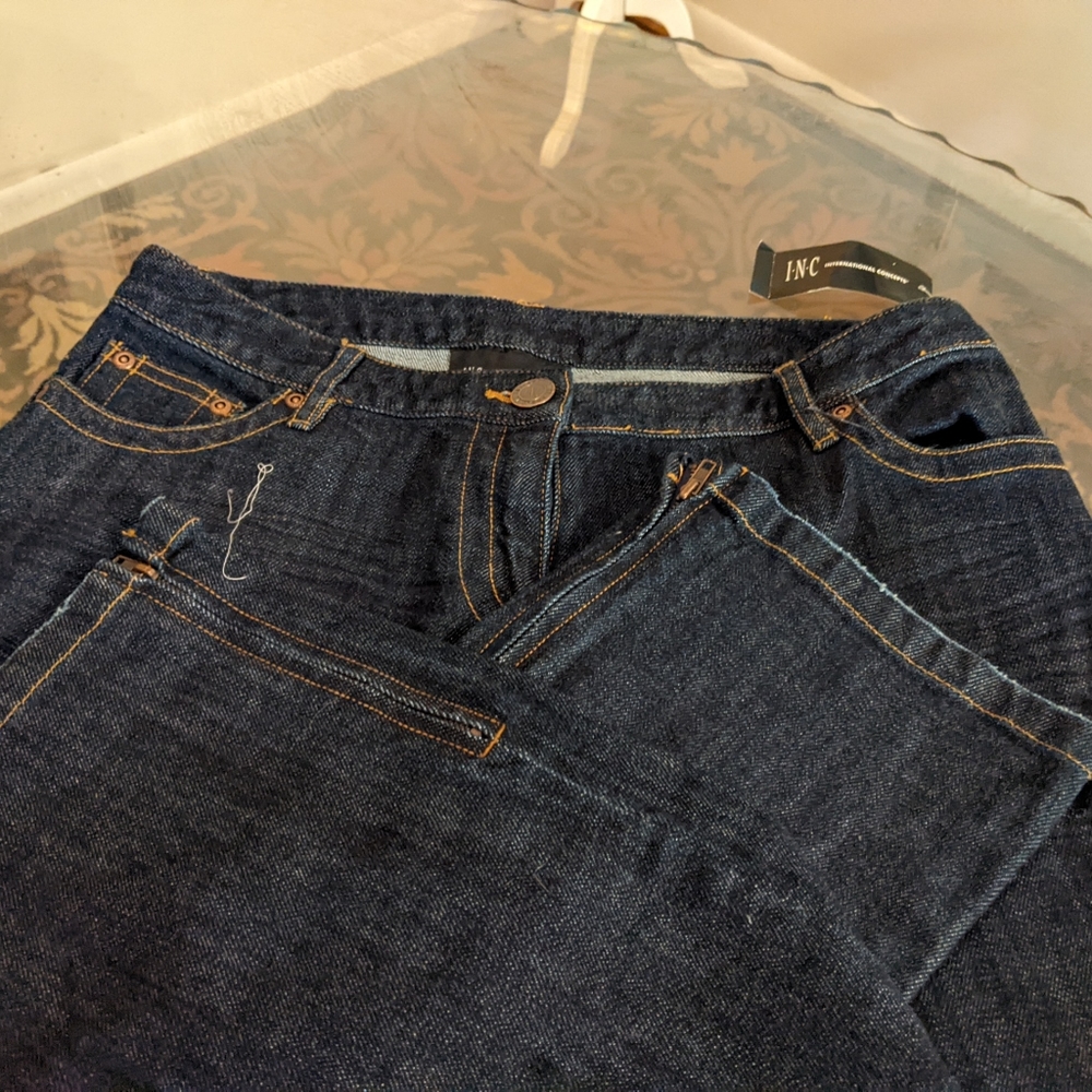 INC Dark Blue Jeans with zipper at ankles